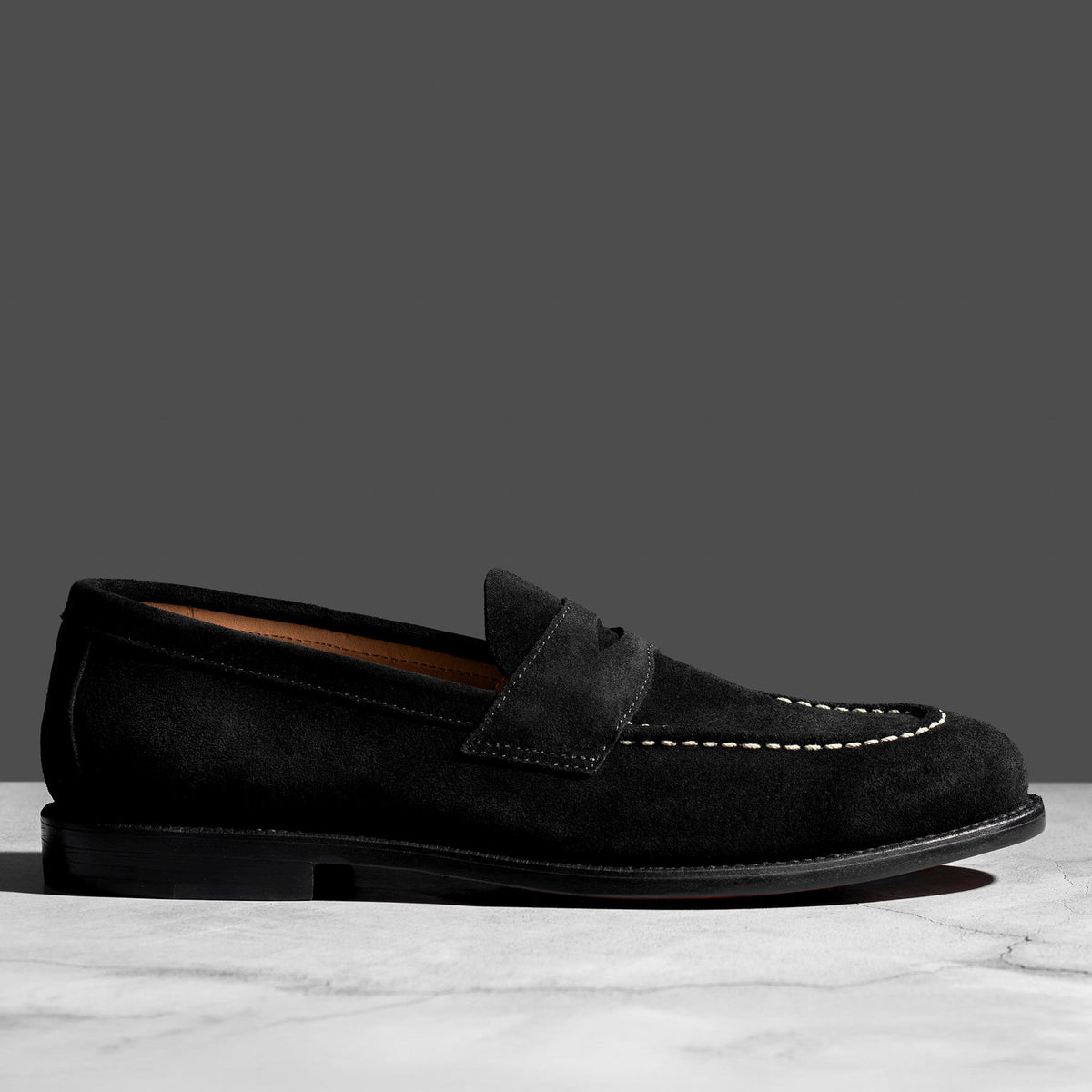 Avventura Handmade Men’s Black Leather Suede Loafers 9 M Avventura Black Leather Loafers Men main image 3