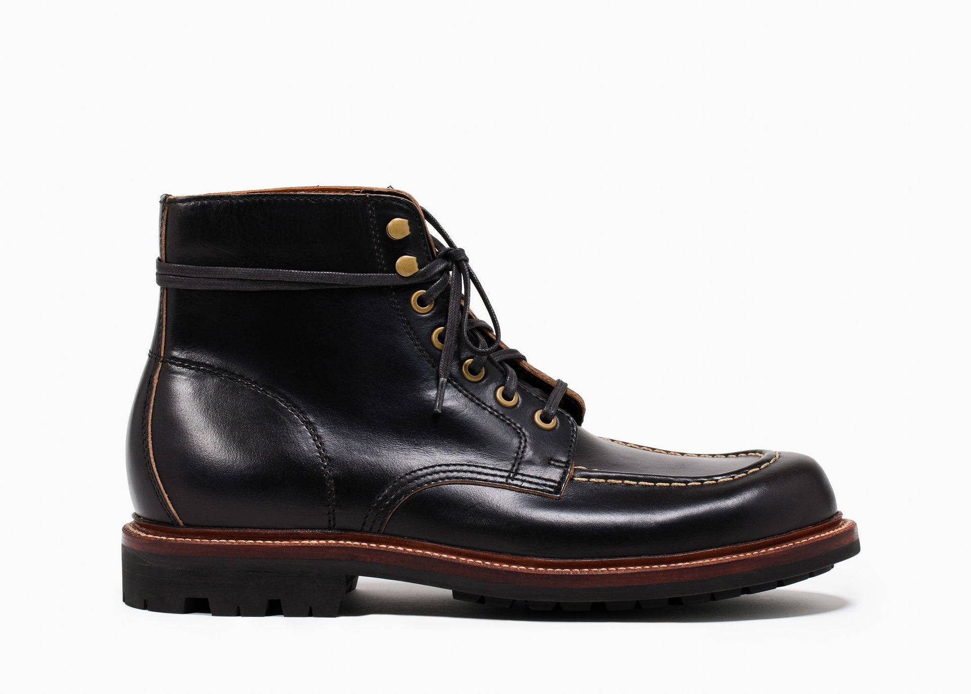 The Brass Boot: Chromexcel Black Moc Toe Boots Grant Stone