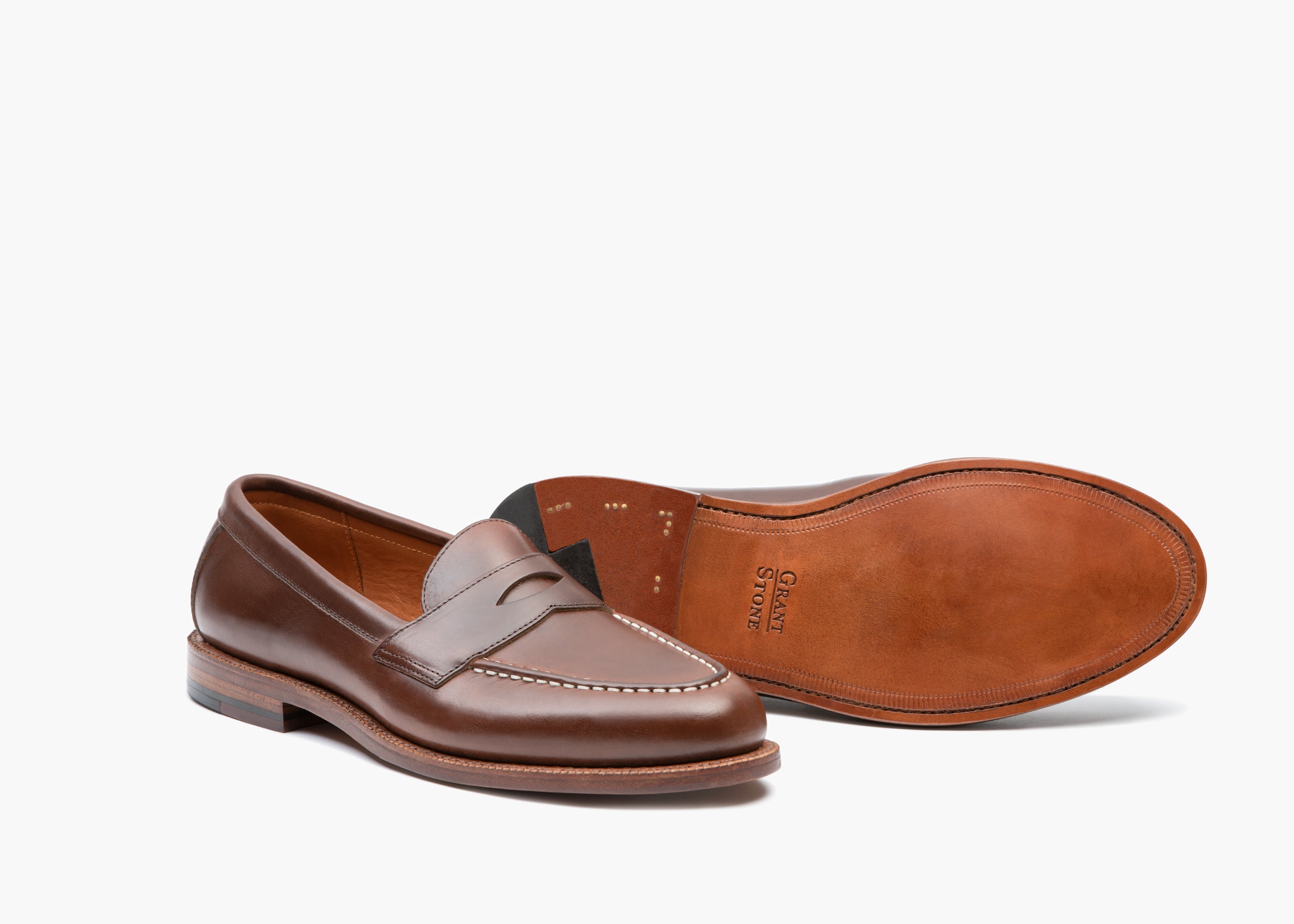 Grant Stone Natural Shell Cordovan Penny Loafer