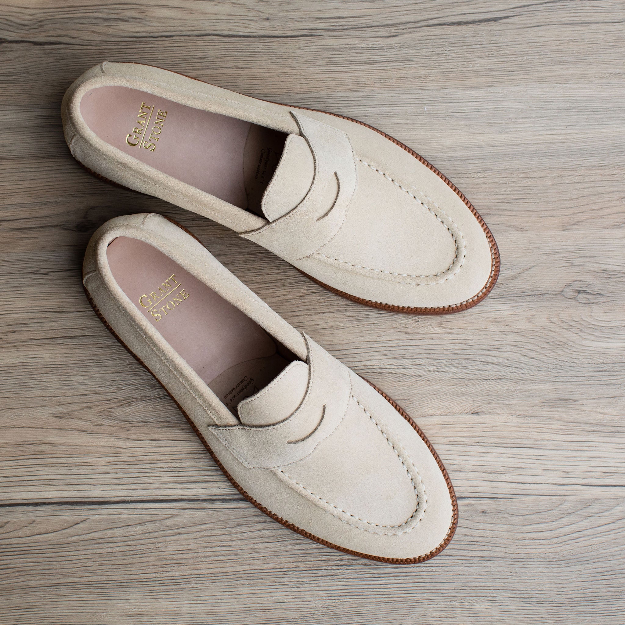 Alden White Suede Loafers Traveler Penny Butter Suede