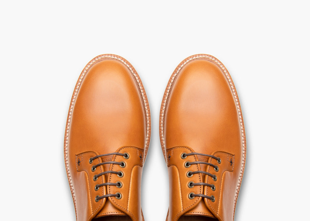 Men's Handmade plain toe Derby shoes with Vibram rubber sole